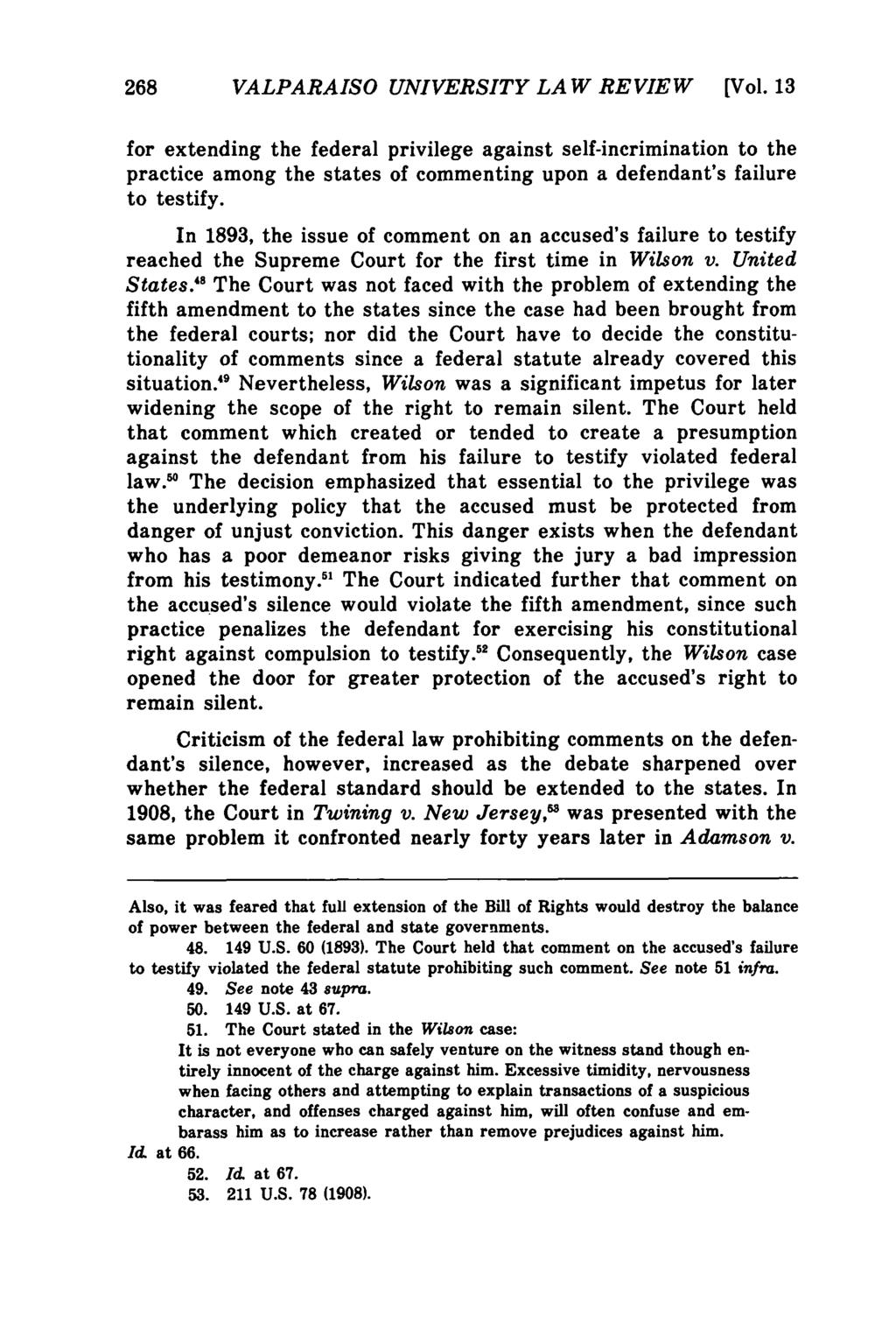 Valparaiso University Law Review, Vol. 13, No. 2 [1979], Art. 3 268 VALPARAISO UNIVERSITY LAW REVIEW [Vol.