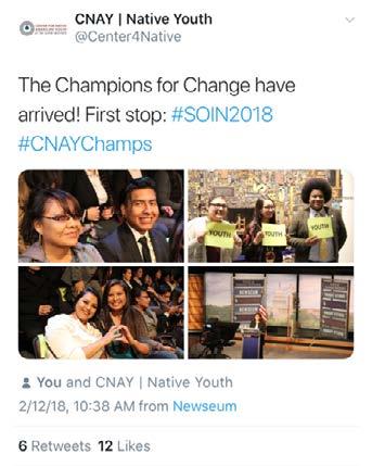 In attendance were the CNAY Champs for Change 2018 Class, the NCAI Youth Commission, and youth