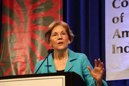 The late morning saw a surprise guest, Senator Elizabeth Warren (MA) who was introduced by Chairwoman Cheryl Andrews-Maltais.