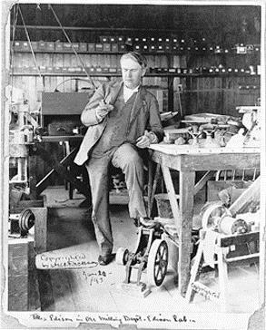 Thomas Edison Thomas Edison This photograph from 1893 shows Thomas A. Edison in his laboratory, the world's leading research facility when it opened in 1876.