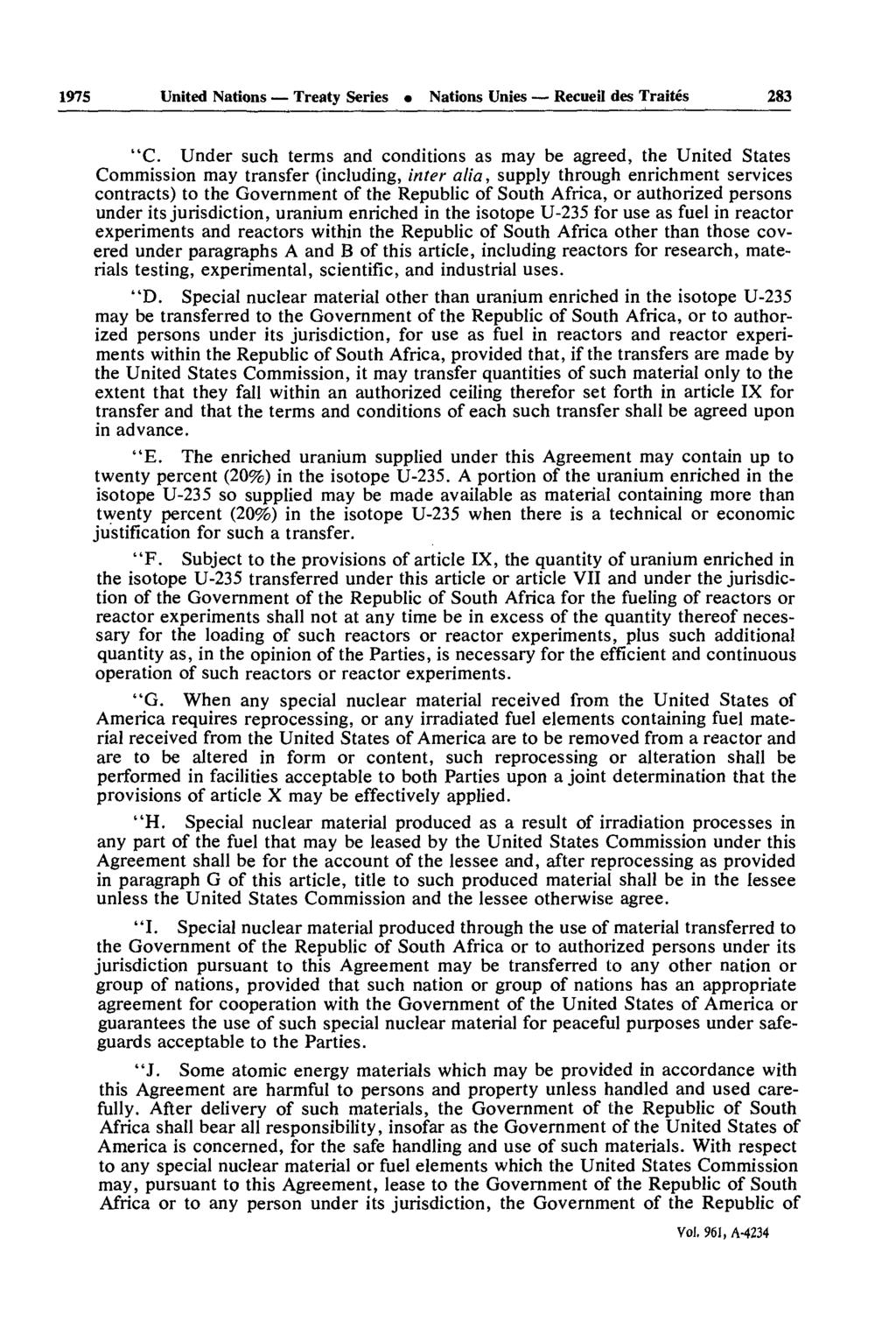 1975 United Nations Treaty Series Nations Unies Recueil des Trait s 283 "C.