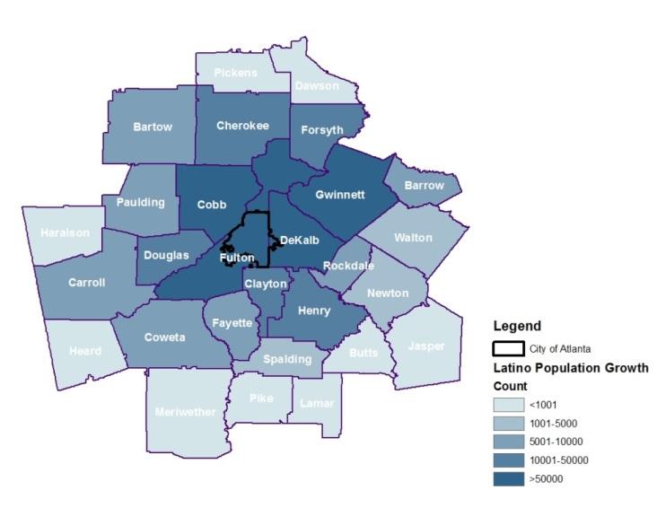Counties of Growth (Atlanta) Latino