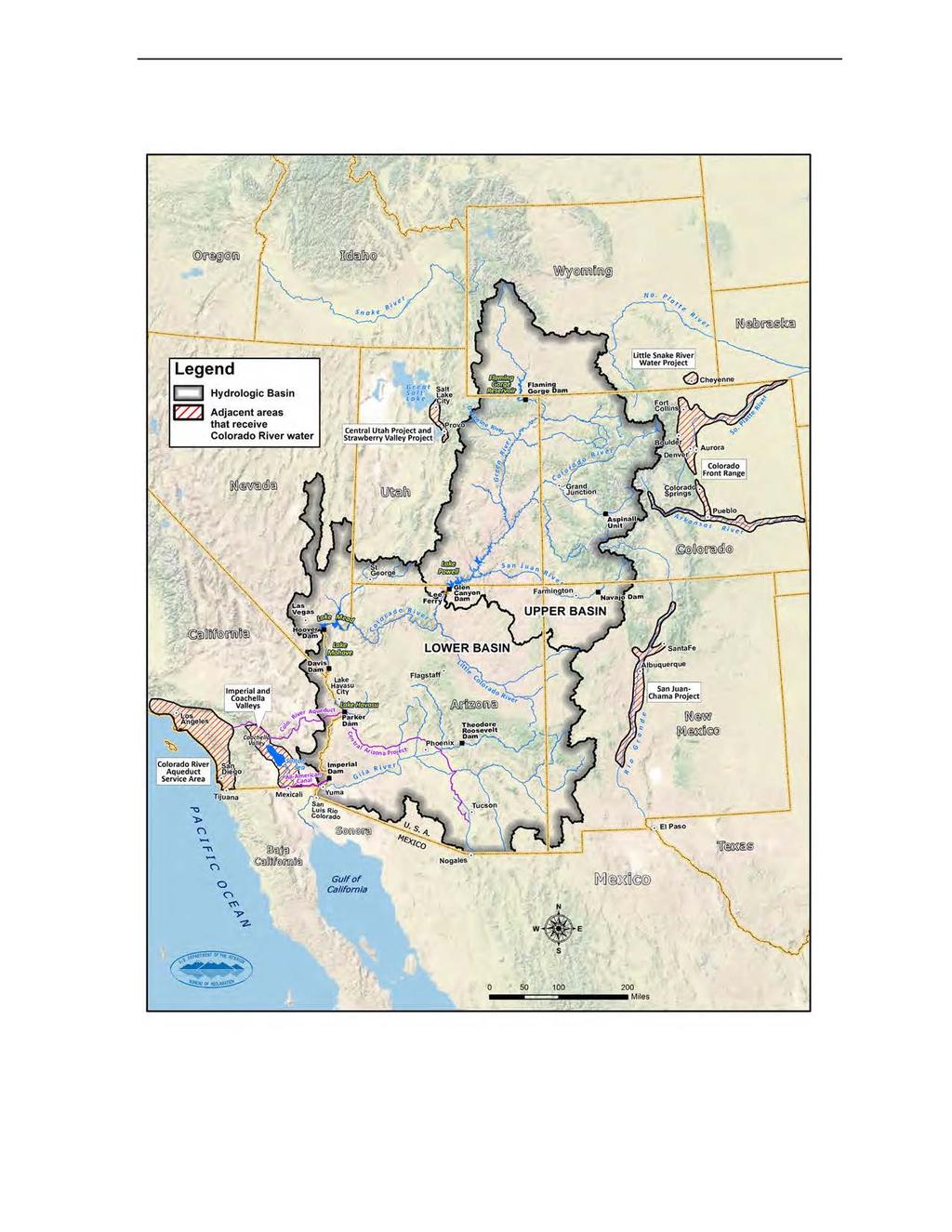 FIGURE 1 The Study Area I I ----- --- - --- -- ------- I -- - -~ :---~- Legend ~ 0 Hydrologic Basin fz2j Adjacent areas that receive Colorado River