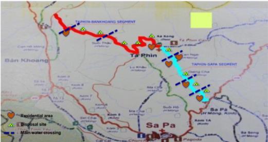 These sections will connect three communes of Sa Pa, Ta Phin and Ban Khoang. Total subproject impact area is approximately 109.