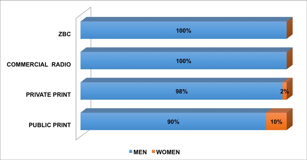 Gender representation in both the private and public media 2.
