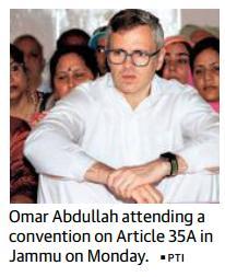 Page-1-Centre likely to diff er with J&K on Article 35A The Centre is likely to take a divergent opinion from that of the Jammu and Kashmir,government on Article 35A, on the grounds that it