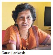 Page-5- Gauri Lankesh named for Anna Politkovskaya Award Family to receive it at the Women of the World Festival Journalist-activist Gauri Lankesh, who was shot dead by unknown assailants on