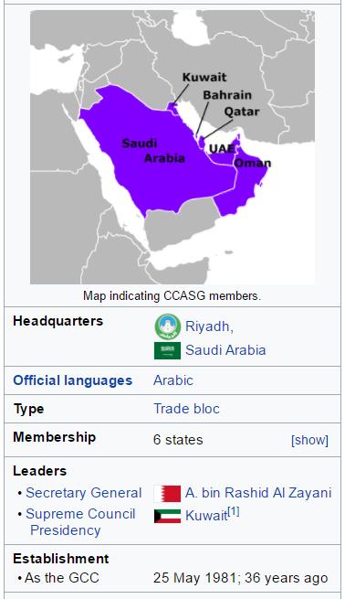 Gulf Cooperation Council Political and economic union consisting of all Arab states of the Arabian Gulf, except for Iraq.