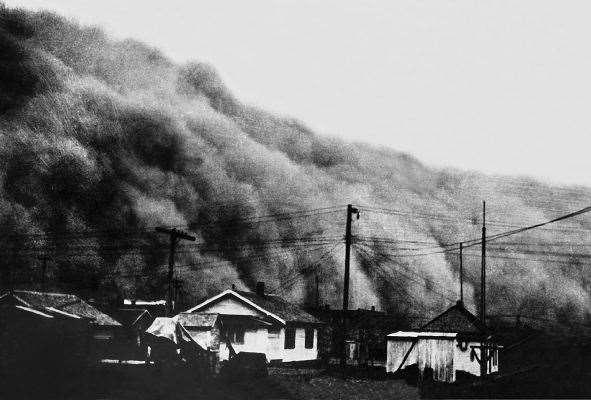 Dust Bowls and Black Blizzards After the drought of 1933, the wind blew the dust into the air, turning parts of Missouri, Texas, Kansas, Arkansas,