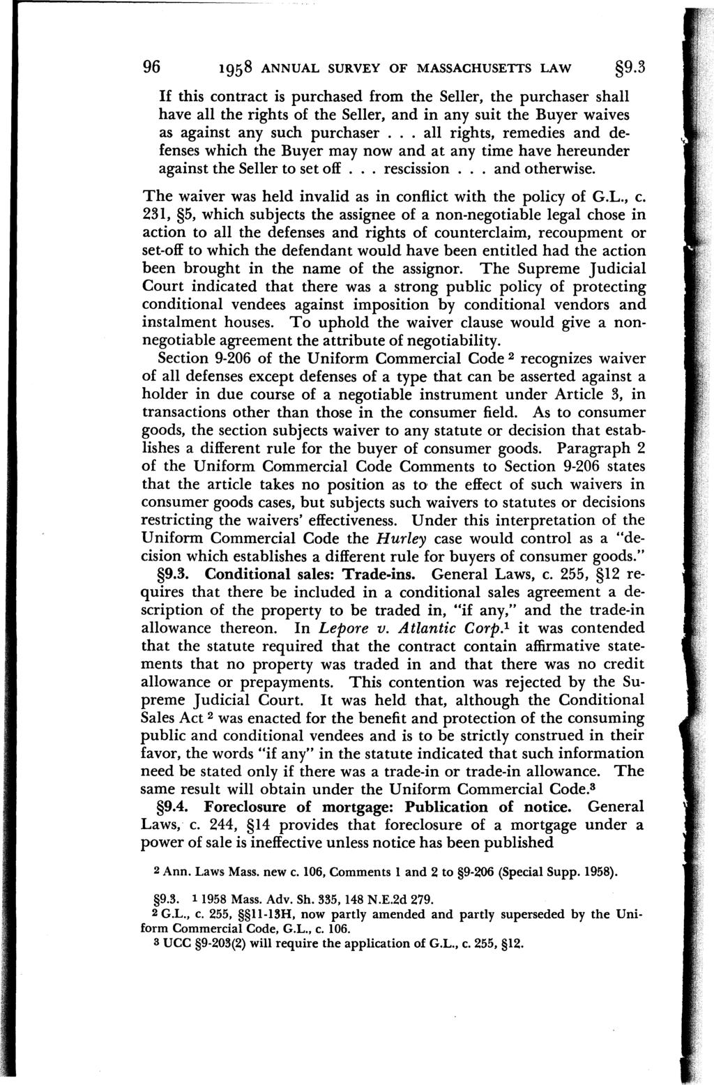 Annual Survey of Massachusetts Law, Vol. 1958 [2012], Art. 13 96 1958 ANNUAL SURVEY OF MASSACHUSETTS LAW 9.