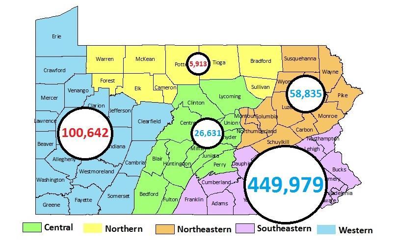 8 Population on the Move 5 Regions: 2001-2010 & 2010-17 Highlights Map 4: Population Change, 2000-10: Regions Three regions in central and eastern PA added population while two regions in northern