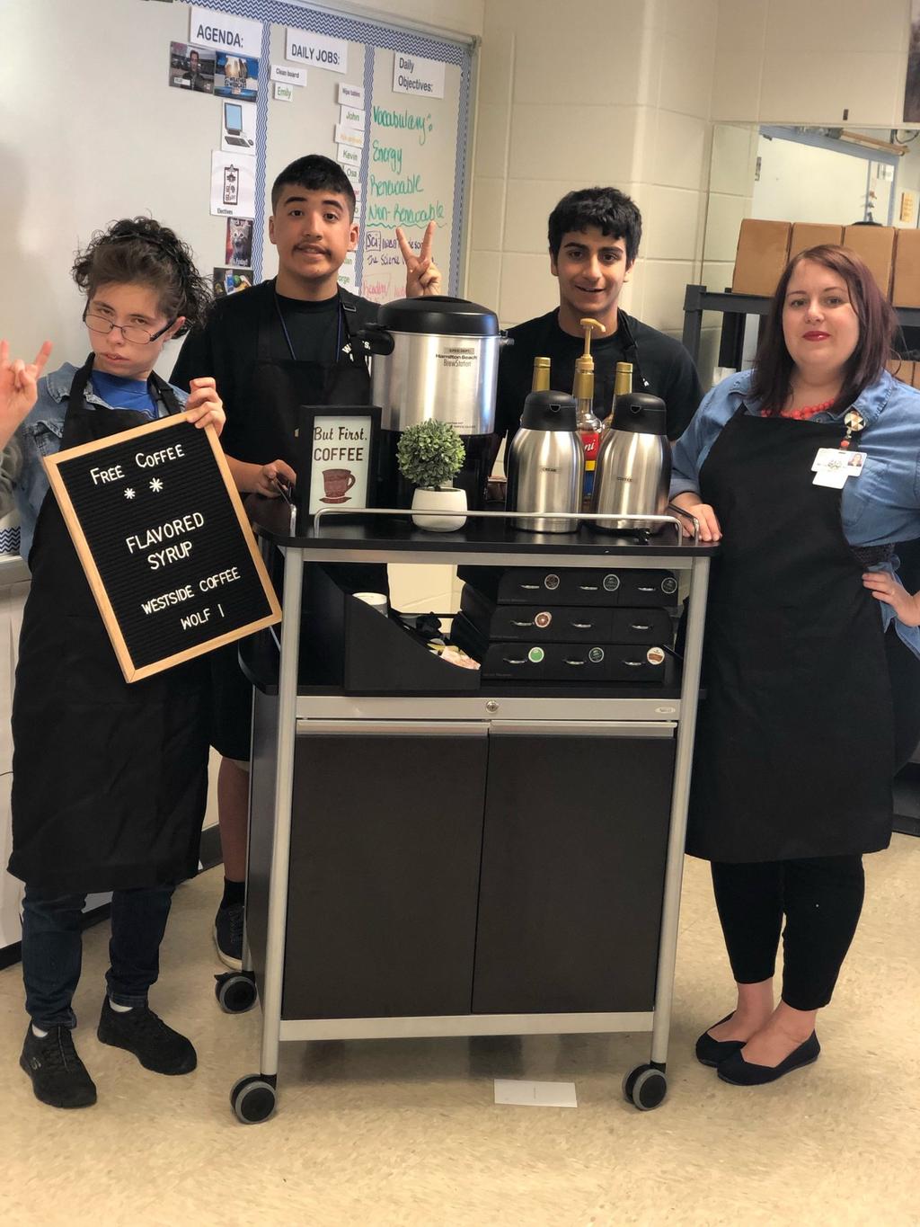 Page 2 Wolf enews Watch for the Coffee Wolf Beginning Wednesday, Westside staff members may opt for a workday caffeine fix from the Westside Coffee Wolf! Special Education students in Ms.