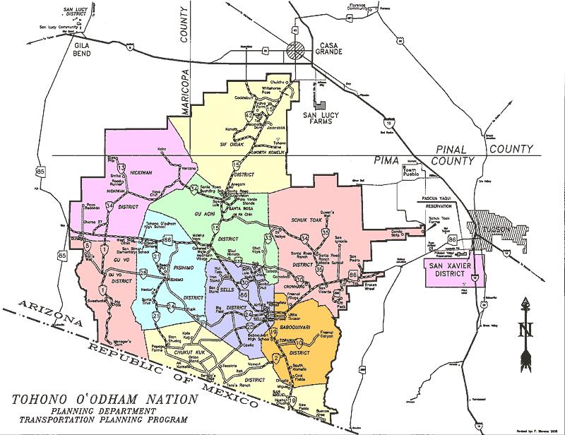 Executive office in Tucson, Arizona. A map of the the Tohono O odham Nation is at tonationnsn.gov.