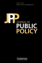 The Journal of Public Policy applies social science theories and concepts to significant political, economic and social issues and to the ways in which public policies are made.