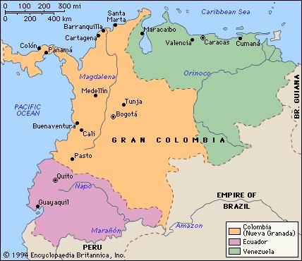 Bolívar defeated the Spanish armies in 1824; tried to forge Venezuela, Colombia, & Ecuador into a single nation.