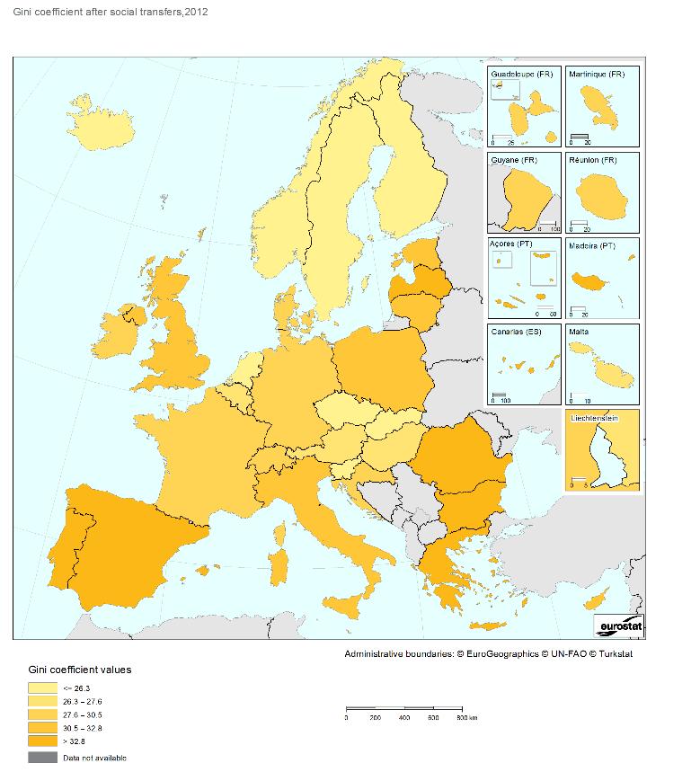 Varieties of capitalism and income inequality Gini after social transfers, 2012 Source: EU SILC Country Gini average 2003-2014 Baltic States Estonia 33 10 Latvia