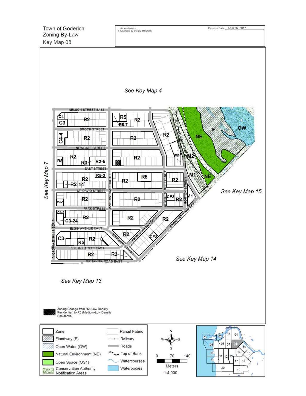 Tow n of Goderich Zoning By-Law Key Map 08 Amendments 1 Amended by By l.jw 119 2016 Schedule B ReV!