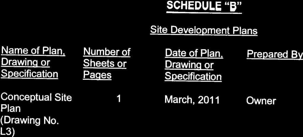 11 SCHEDULE u Site Development Plans Name of Plan.