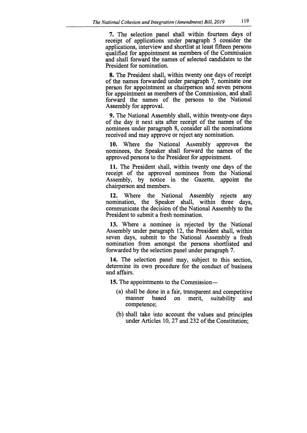 The National Cohesion and Integration (Amendment) Bill, 2019 119 7.