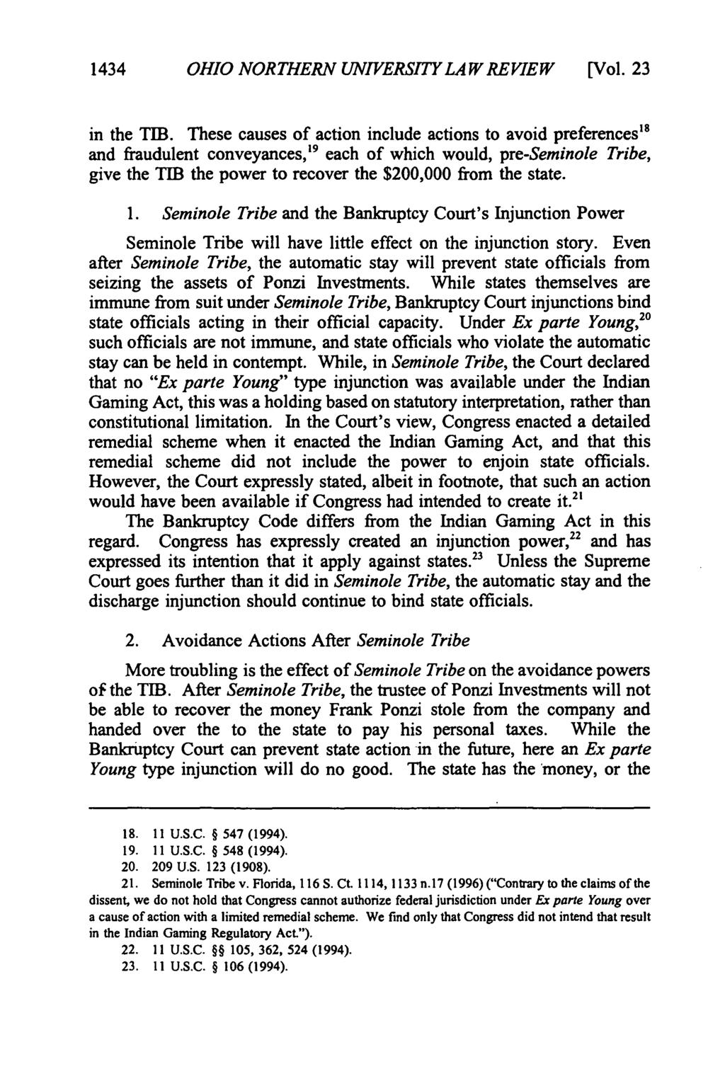 1434 OHIO NORTHERN UNIVERSITY LAW REVIEW [Vol. 23 in the TIB.