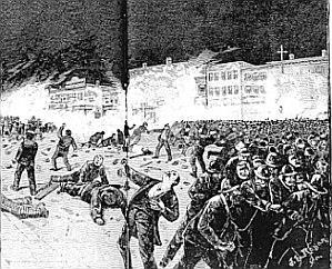 Haymarket Riot 1886 Workers protesting and holding demonstrations in Haymarket Square Chicago. Speakers are socialist and anarchist.