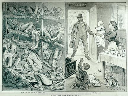 Political Cartoon depicting how Chinese immigrants