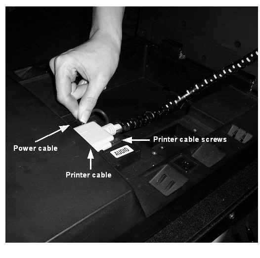 Attach a spare printer to this Voting Machine and contact 1(408) 299-POLL (7655). 6.4 Reconnecting the Printer Follow the steps below to reconnect the printer. 1. Check the printer cable connections.