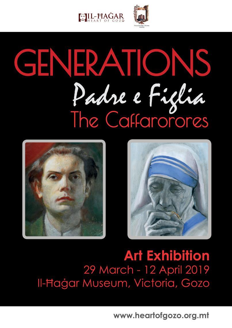 Caffaro Rore Exhibition @ Il-Ħaġar Generations Padre e Figlia is an exhibition showing a range of artworks by Mario Caffaro Rore and his daughter Adriana at Il-Ħaġar (in Victoria s Pjazza San Ġorġ).