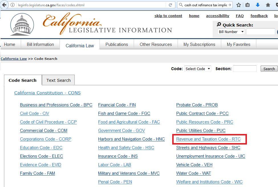 Start by looking at the list of California Codes to see