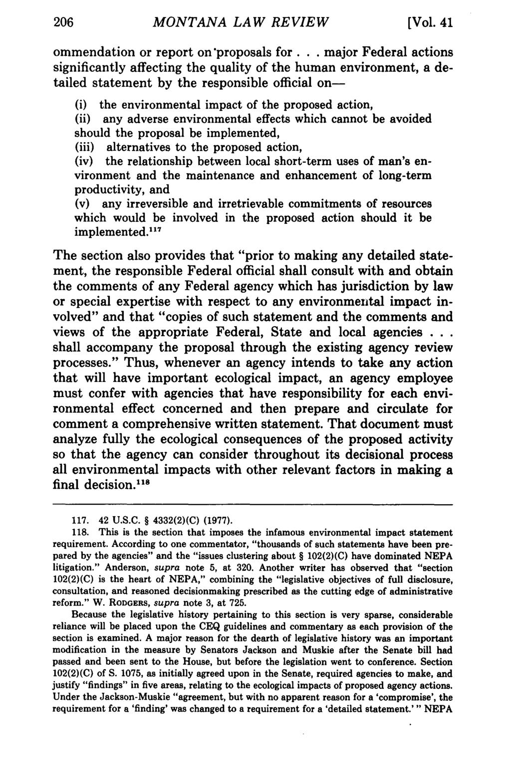 206 MONTANA LAW REVIEW [Vol. 41 omrnendation or report on 'proposals for.