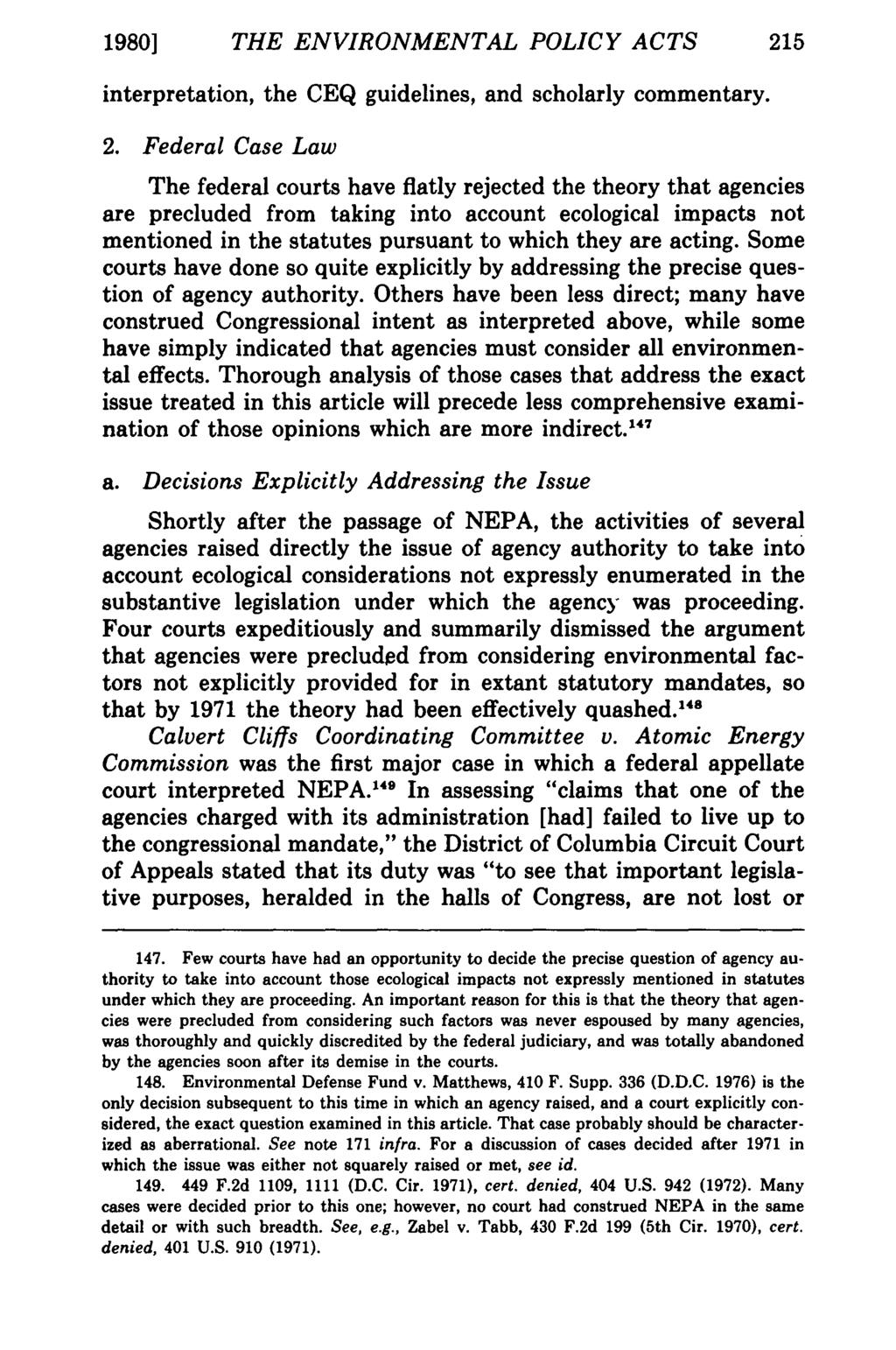 1980] THE ENVIRONMENTAL POLICY ACTS 21