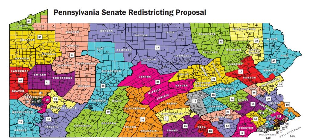 PA State Senate Map LRC Submission Map is map that was produced by Amanda Holt in 2011 to demonstrate to