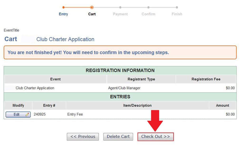 5. Click the [Check Out] button, select payment($0 fee) and confirm. 6. The registration status will change to pending for county office approval.