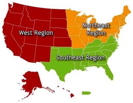 Regions Each section (7-1, 7-2, 7-3) will be a region of the country (North, South or West).
