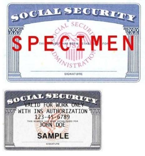Social Security Number Card There are at least 50 valid versions of the Social Security Number Card: Example 1: UNRESTRICTED SS cards: Valid for Work
