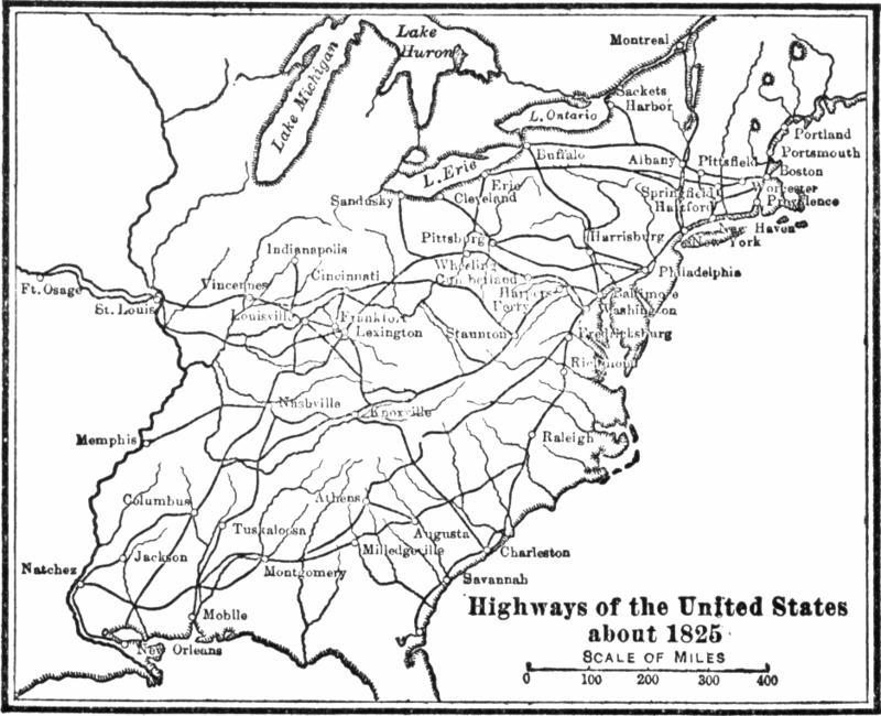 The National Road (connecting Cumberland, MD to Wheeling, VA) was finished by 1818 Most were