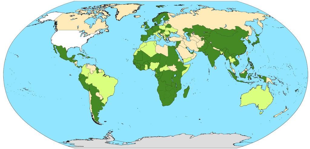 NAGOYA PROTOCOL: PROCESS AND STATUS (continued geographical distribution of Parties) Dark green: NP Parties Lime green: NP signatories White: Non-CBD Parties Beige: CBD Parties DISCLAIMER: The