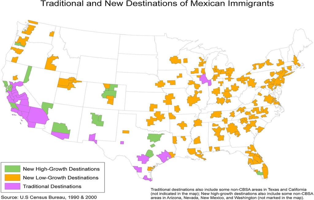 Kaushal and Shang IZA Journal of Migration 2013, 2:11 Page 6 of 25 Figure 2 Geographic Locations for traditional, new high and low-destinations. Mexican sample.