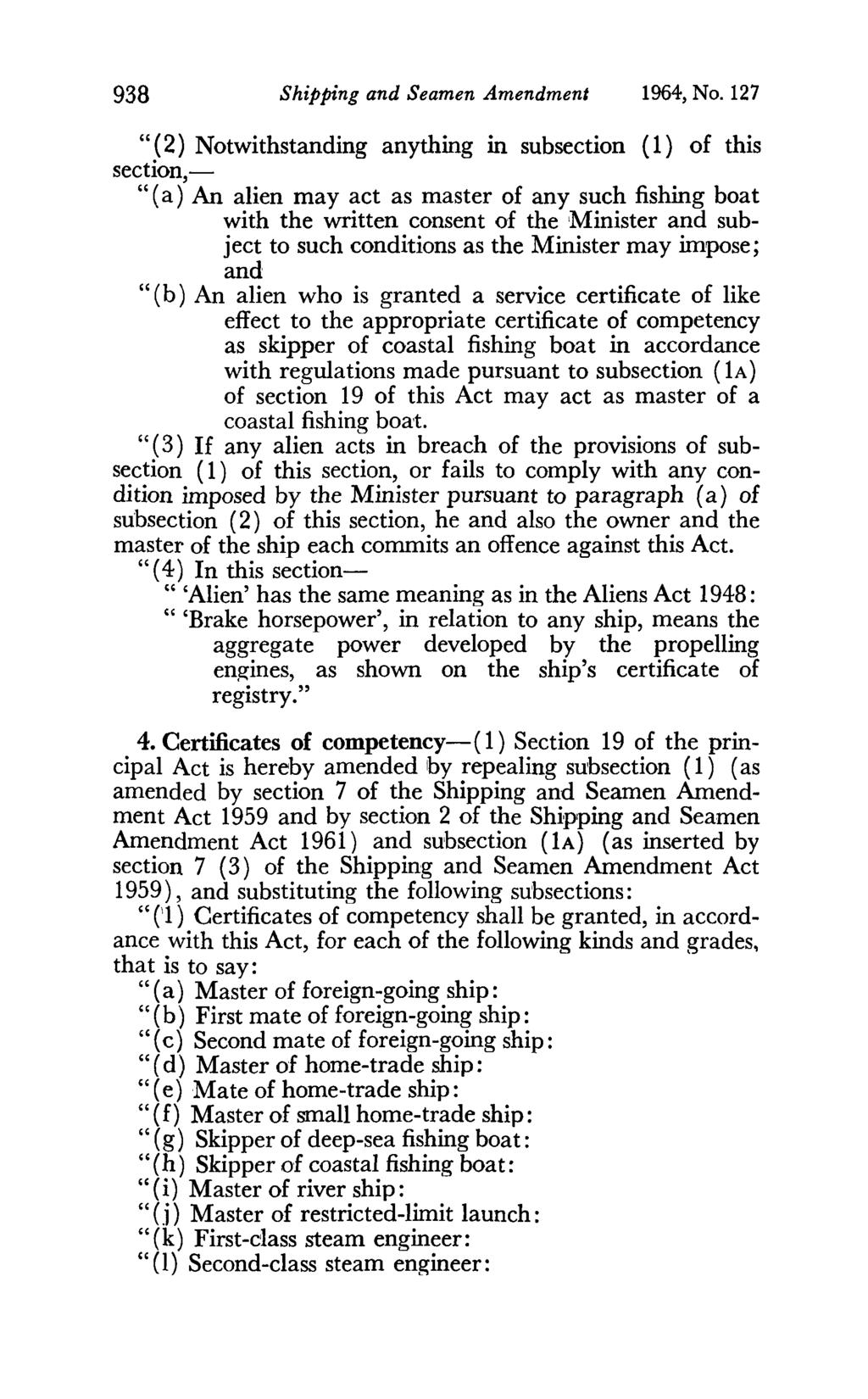 938 Shipping and Seamen Amendment 1964, No.