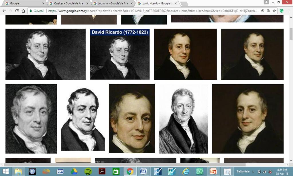 David Ricardo [1] David Ricardo was born into a wealthy family in London in 1772 [He was the third of seventeen children]. His parents were immigrants from Amsterdam.