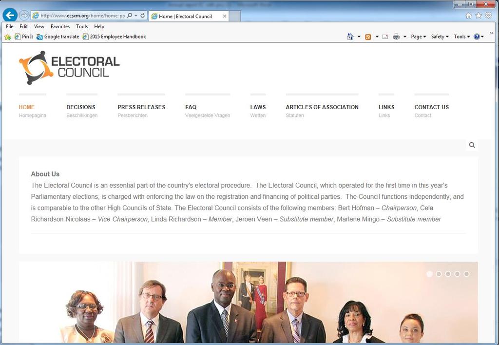 Screenshot of the homepage of the website of the Electoral Council. 4.