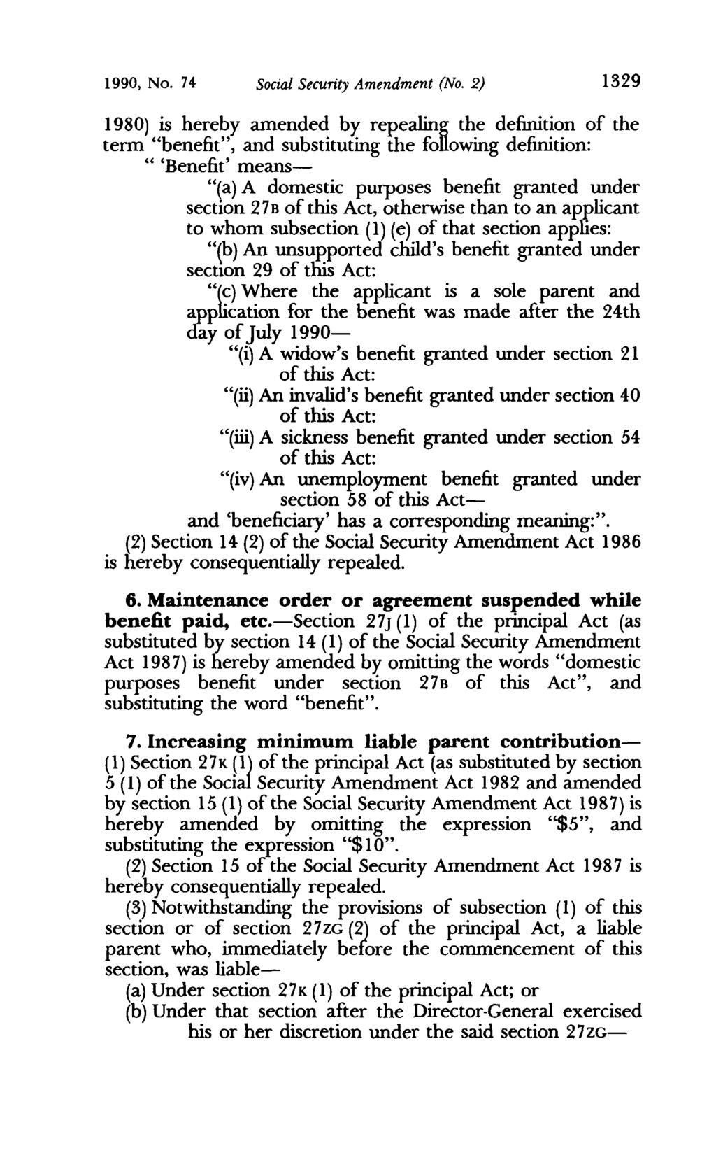 1990, No. 74 Social Security Amendment (No.