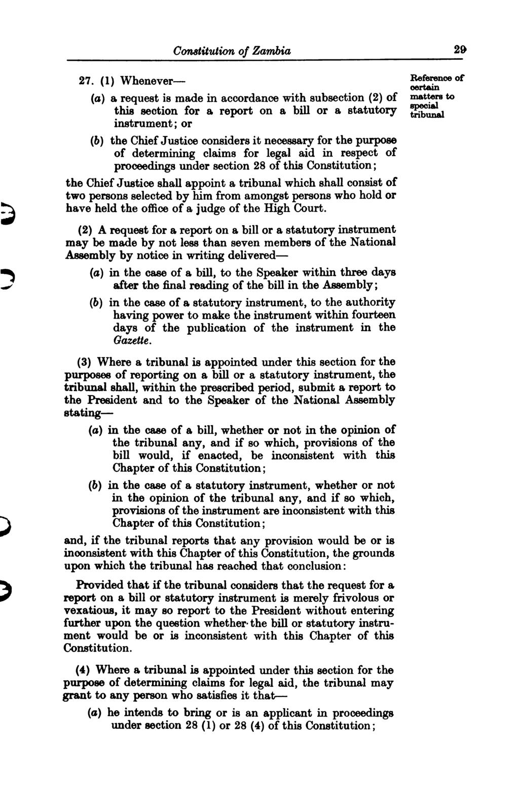 Constitution of Zambia 29 27.