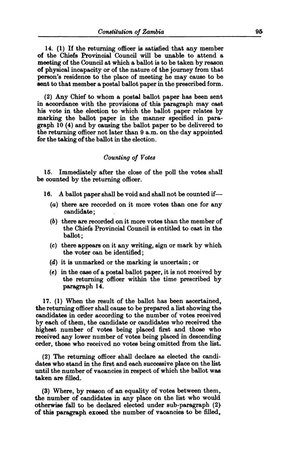 Constitution of Zambia 95 14.