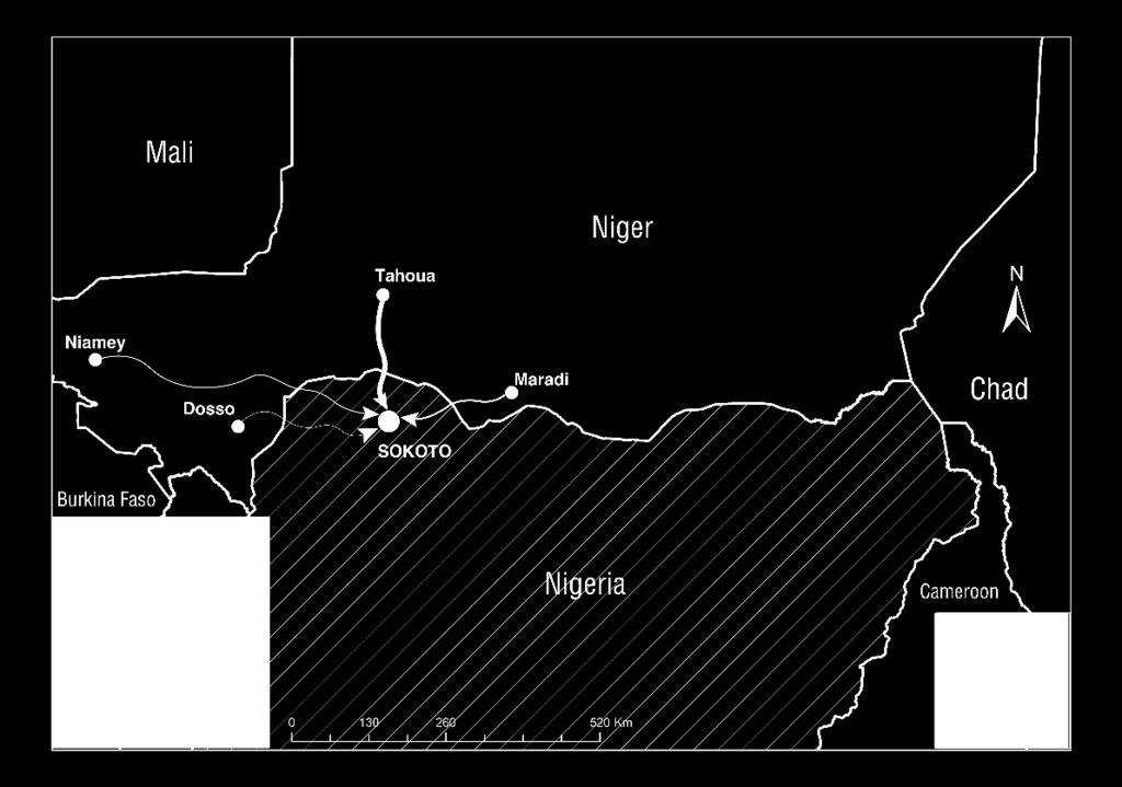 NIGERIA Sokoto Incoming flows to Sokoto, as observed byenumerators Outgoing flows from Sokoto, as observed by enumerators Base Map Source : ESRI.