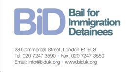 uk Dr Adeline Trude Policy and Research Manager, BID 0044 207 650 0728 Biduk.adeline@googlemail.com About AVID: We are the national network of volunteer visitors to immigration detainees in the UK.