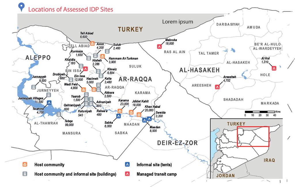 Displacement overview of Ar-Raqqa & Deir-ezZor Since November 2016, ongoing conflict has led to complex displacement from Ar-Raqqa governorate to locations across northern Syria, totaling an