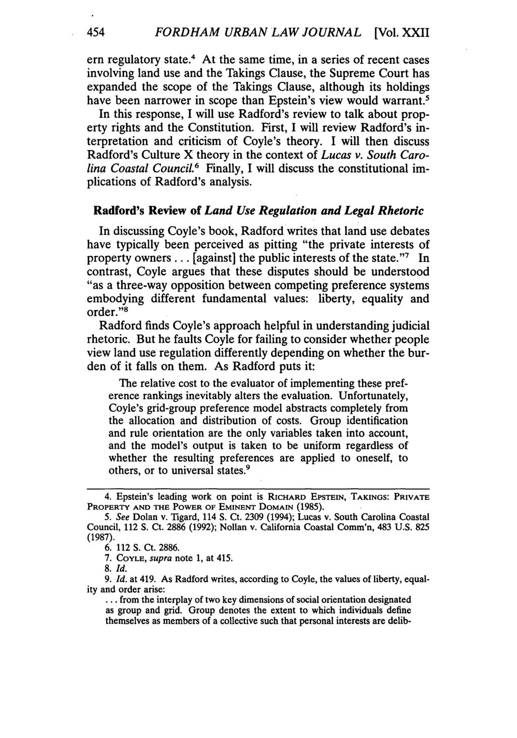 454 FORDHAM URBAN LAW JOURNAL [Vol. XXII ern regulatory state.