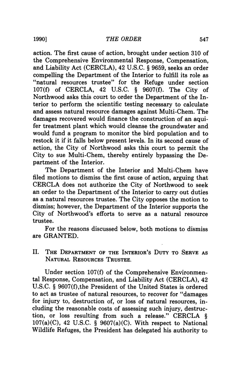 1990] THE ORDER action. The first cause of action, brought under section 310 of the Co