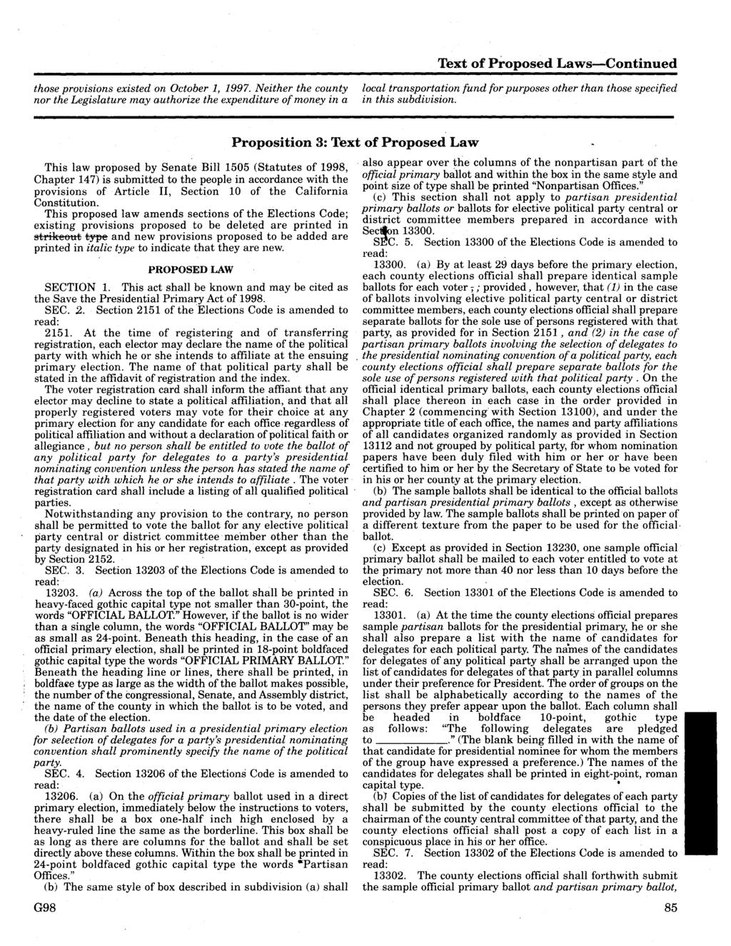 Text of Proposed Laws-Continued those provisions existed on October 1, 1997.